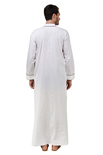 MyBatua algodón Blanco Galabiyya, Trajes de los Hombres, Estilo árabe Thobe, dishdash, Ropa Musulmana GM-036 (M)