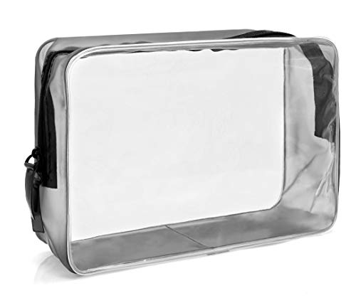 MyGadget Neceser Transparente Impermeable de Viaje para Avión - Set de Equipaje de Mano - Bolsa de Cosméticos, Porta Liquidos, Cremas, Champú - Talla L