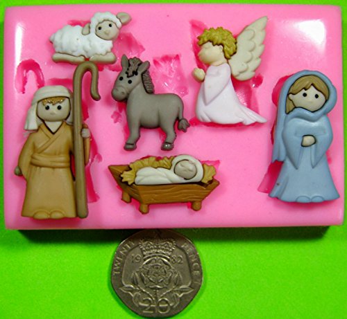 Natividad de la escuela Navidad Molde de silicona para la torta de Decoración Pastel de Cupcake Toppers Glaseado Sugarcraft Tool por Fairie Blessings