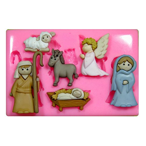 Natividad de la escuela Navidad Molde de silicona para la torta de Decoración Pastel de Cupcake Toppers Glaseado Sugarcraft Tool por Fairie Blessings