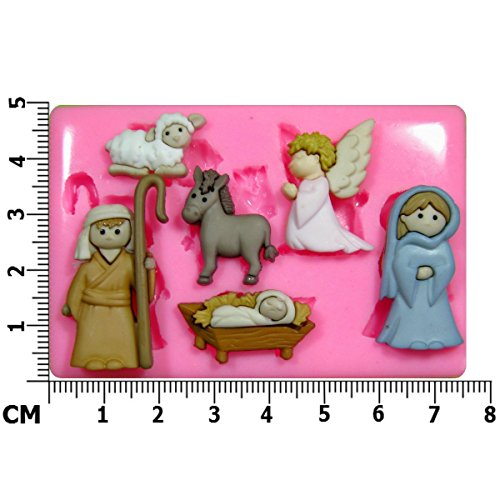 Natividad de la escuela Navidad Molde de silicona para la torta de Decoración Pastel de Cupcake Toppers Glaseado Sugarcraft Tool por Fairie Blessings