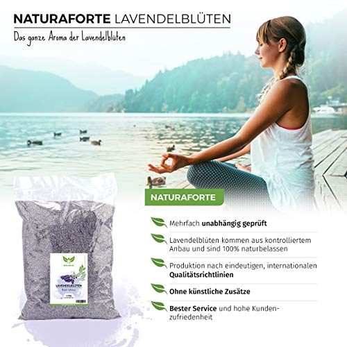 NaturaForte Flores de lavanda 1kg Lavanda sin aditivos - Azul, Fragancia intensa, Flores de lavanda secas para almohadas perfumadas, Bolsas perfumadas, Bolsas de lavanda, Fragancia de popurrí