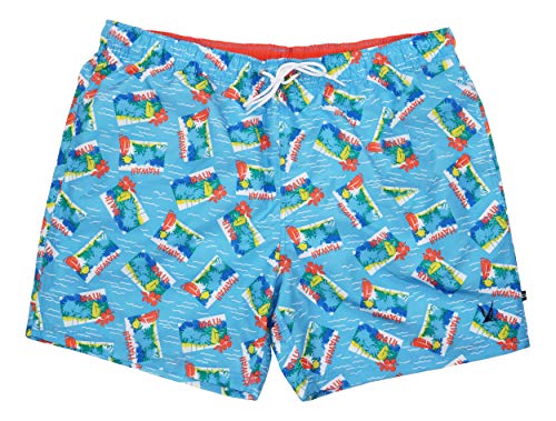 Nautica Blue Sail Collection Hawaiian Islands Men's Bathing Suit Swim Trunks (Alaskan Blue, XX-Large)