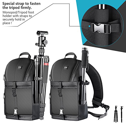 Neewer Professional Mochila con Funda para Cámara Nikon Canon Sony y otras Cámaras y Lentes DSLR Trípode otros Accesorios Bolsa Resistente al Agua y a Prueba de Roturas con Divisores Acolchados