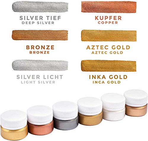 Nevskaya Palitra Gouache Metallic Color Set | 6 x 20 ML näpfchen | Inka Oro, Aztec Oro, Bronce, Cobre, Plata luz, Plata de Profundidad, Calidad de Sonnet