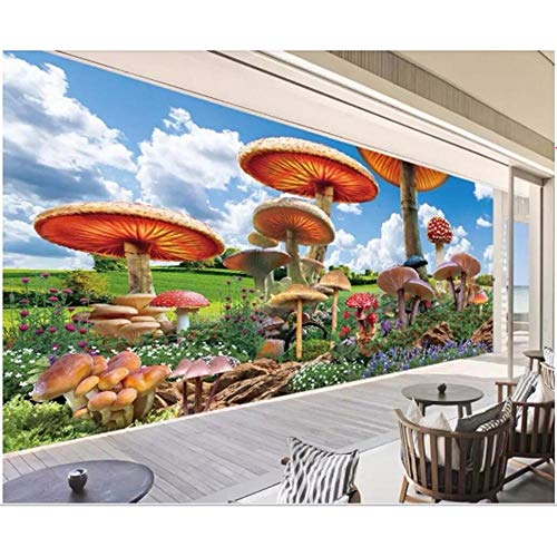 Newberli Custom Art Mural Wallpaper Photo Diy 3D Alta Calidad Cartoon Paradise Children Wonderland Mushroom Home Decor