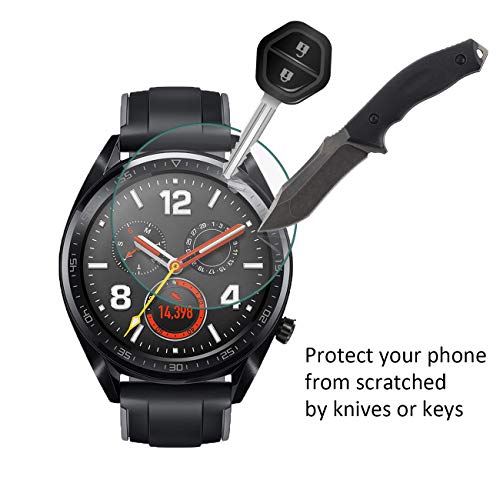 NEWZEROL [Paquete de 4 para Huawei Watch GT/GT Active/GT Protector de Pantalla Elegante (tamaño actualizado) 2.5D Arcos Edges 9 Dureza Protector de Pantalla de Vidrio Templado de Alta definición