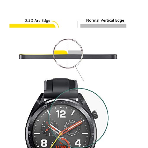 NEWZEROL [Paquete de 4 para Huawei Watch GT/GT Active/GT Protector de Pantalla Elegante (tamaño actualizado) 2.5D Arcos Edges 9 Dureza Protector de Pantalla de Vidrio Templado de Alta definición