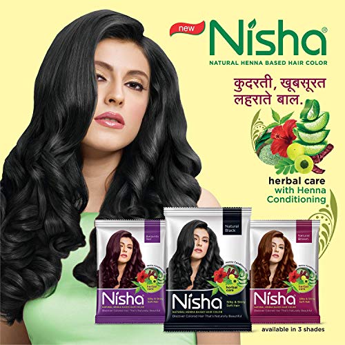 Nisha - Tinte de henna en polvo para cabello de color natural (10 g, 10 unidades)