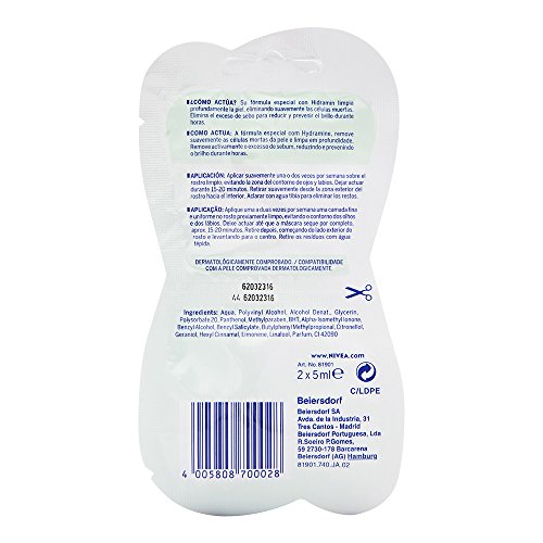 NIVEA - Mascarilla purificante Peel Off - Piel mixta - 2 aplicaciones (2 x 5 ml)