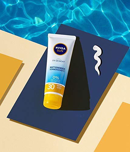 NIVEA SUN UV rostro mate Protección solar SPF 30 (50 ml), crema solar no grasa para el rostro, leche solar con textura ligera