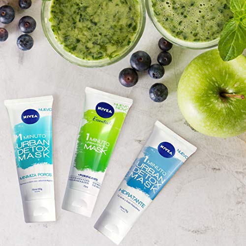 NIVEA Urban Skin Detox Mascarilla Purificante 1 Minuto en pack de 6 (6 x 75 ml), mascarilla facial detox, mascarilla de cuidado facial con efecto peeling exfoliante