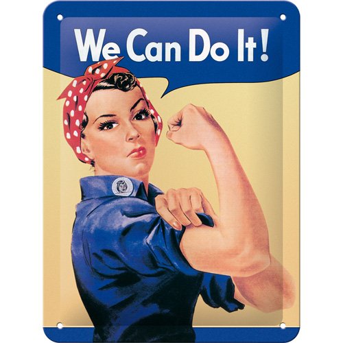 NOSTALGIC Cartel de Chapa Retro USA – We Can do it – Idea de Regalo para la Cocina, metálico, Diseño Vintage para decoración Pared, 15 x 20 cm