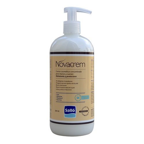 Novacrem: crema hidratante y protectora para cuerpo y manos (500mL) - Sin tacto graso - Evita las grietas - Producto cosmético - Económica.