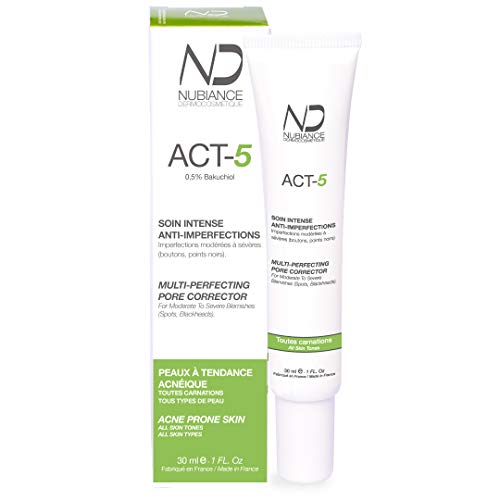 NUBIANCE - Tratamiento Anti Acné Ultra Intensivo, Crema facial para el acné, Reducir Los Puntos Negros, tratamiento anti-imperfecciones ACT-5-30ml, Piel propensa al acné, para adolescentes y adultos