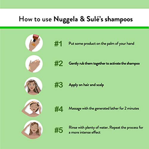 Nuggela & Sulé Champú 100% Green Apto Veganos 250ml/8,45Oz. Potente fórmula con activos naturales. Nutre y fortalece el cabello. SIN: sulfatos, siliconas, parabenes. MEJOR PRODUCTO ESQUIRE MAGAZINE.