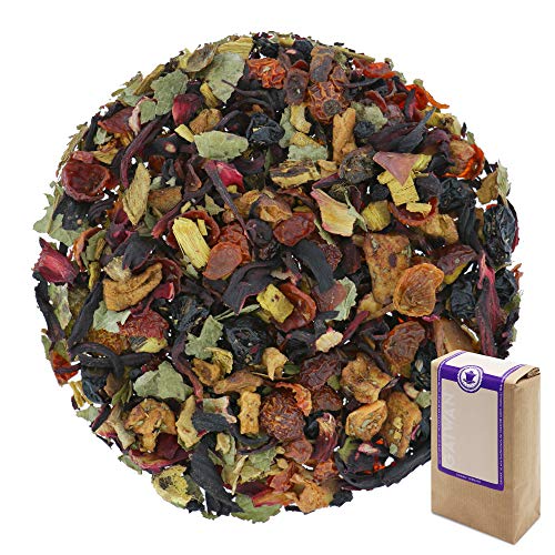 Núm. 1235: Té de frutas orgánico "Zarzaparrilla (grosellero negro)" - hojas sueltas ecológico - 100 g - GAIWAN® GERMANY - hibisco, rosa mosqueta, regaliz, manzana, grosellas, saúco, grosella roja