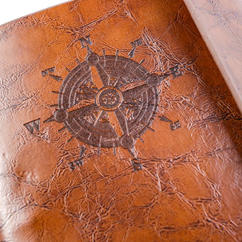 NUOLUX Retro Vintage Pirate Cuaderno,PU Cuero Libreta Bonitas Hojas Blancas Cuaderno de Viaje Bloc Notas Diario de viaje Jotter,cadena suelta String Bound (marrón)