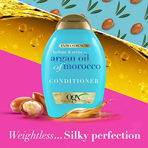 OGX, Acondicionador Aceite de Argan Extra Strength, Hidrata y Repara, Cabellos Dañados, 385ml