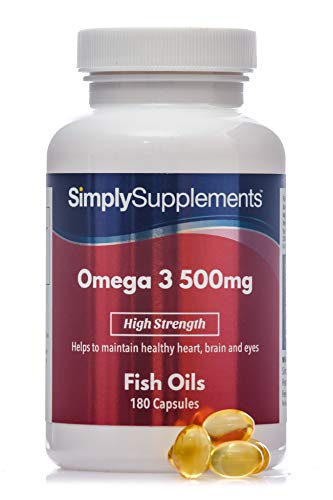 Omega 3 500mg - ¡Bote para 1 año ! -360 cápsulas - Con DHA y EPA - SimplySupplements