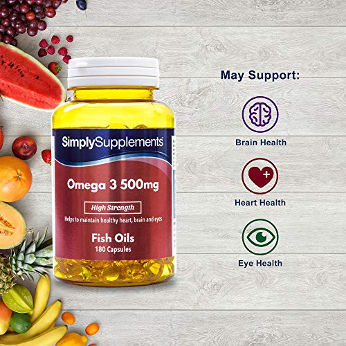 Omega 3 500mg - ¡Bote para 1 año ! -360 cápsulas - Con DHA y EPA - SimplySupplements