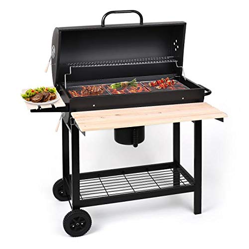 Oneconcept Beefbutler Smoke Edition - Parrilla de carbón con ahumador, Barbacoa, BBQ, Grill, Asador Directo o indirecto, Rejillas de ventilación, 100x95x55 cm, Portátil con Ruedas, Negro