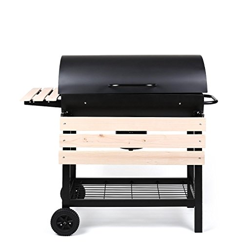 Oneconcept Beefbutler Smoke Edition - Parrilla de carbón con ahumador, Barbacoa, BBQ, Grill, Asador Directo o indirecto, Rejillas de ventilación, 100x95x55 cm, Portátil con Ruedas, Negro