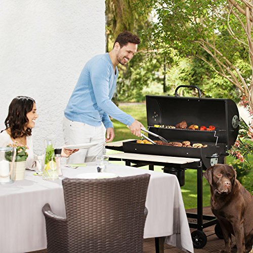 Oneconcept Beefbutler Smoke Edition - Parrilla de carbón con ahumador, Barbacoa, BBQ, Grill, Asador Directo o indirecto, Rejillas de ventilación, 100x95x55 cm, Portátil con Ruedas, Negro