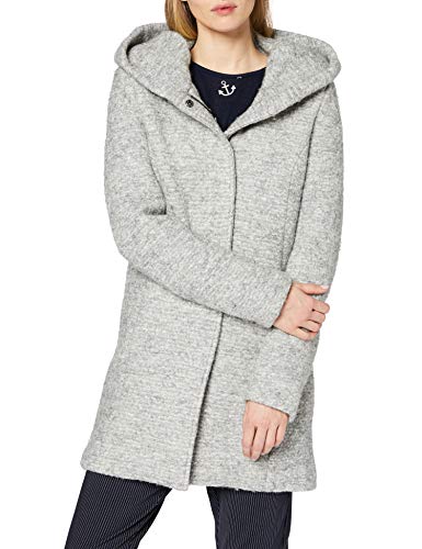 Only Onlsedona Boucle Wool Coat Otw Noos Abrigo, Gris (Light Grey Melange Detail:Melange), 38 (Talla del fabricante: Small) para Mujer