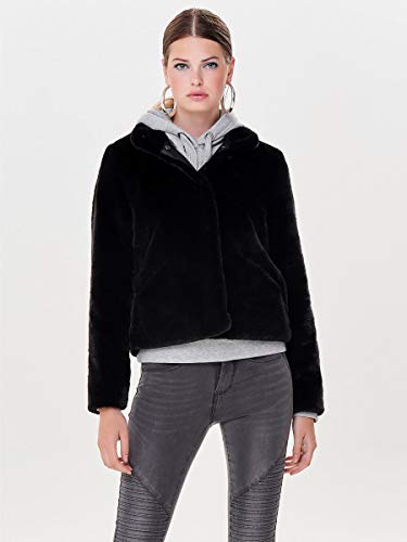 Only Onlvida Faux Fur Jacket Otw Noos Chaqueta, Negro (Black Black), Small para Mujer