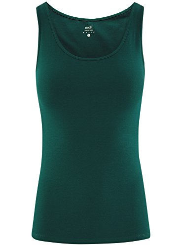 oodji Collection Mujer Camiseta de Tirantes Básica, Verde, ES 44 / XL