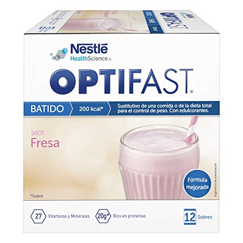 OPTIFAST Batido Fresa - Envase de 12 sobres de 53g cada uno, sustitutivos de la comida para control de peso