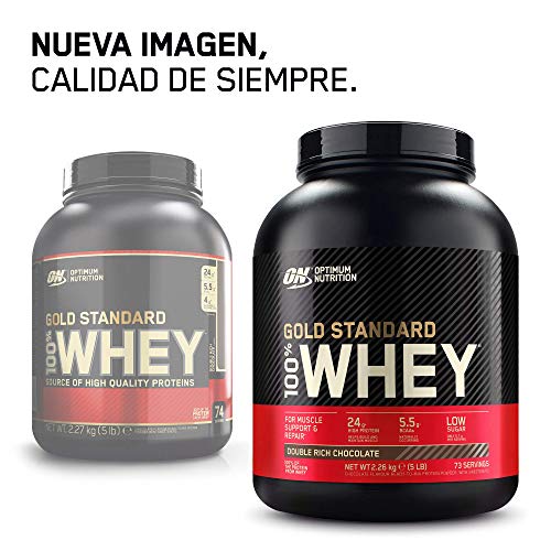 Optimum Nutrition ON Gold Standard 100% Whey Proteína en Polvo Suplementos Deportivos, Glutamina y Aminoacidos, BCAA, Fresa Deliciosa, 76 porciones, 2.27 kg, Embalaje puede variar