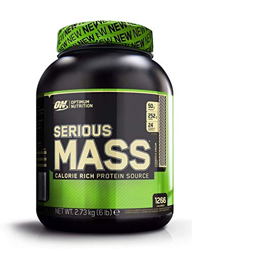 Optimum Nutrition ON Serious Mass Proteína en Polvo Mass Gainer, con Vitaminas, Creatina y Glutamina, Galletas y Crema, 8 porciones, 2.73 kg, Embalaje puede variar