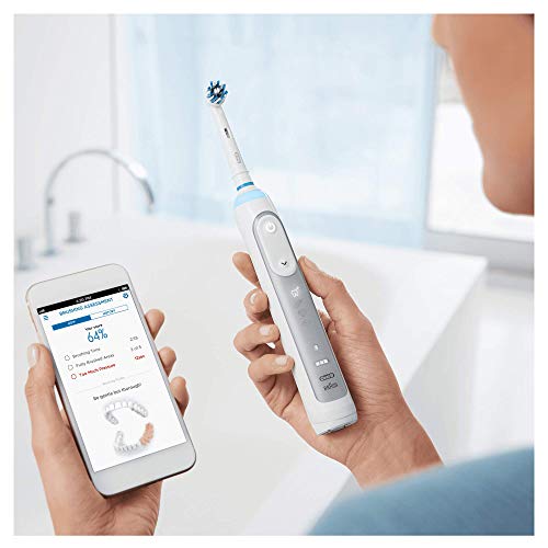 Oral-B Genius 8000N CrossAction - Cepillo Eléctrico, 1 Plata Mango Conectado, 5 Modos Blanqueado, Sensible, Encías, 3 Cabezales, Funda de Viaje Premium