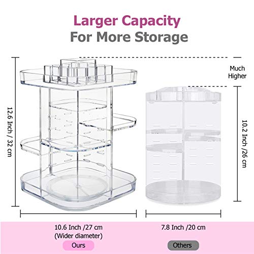 Organizador de maquillaje de Boxalls con rotación de 360 grados, organizador de cosméticos multifunción, transparente con 5 capas de gran capacidad, para encimera de baño, dormitorio, forma cuadrada