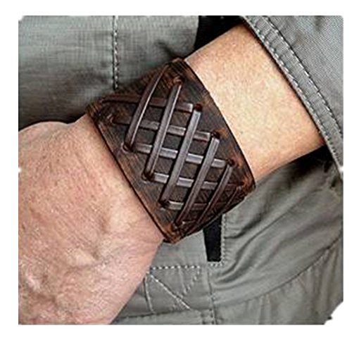 Original Tribe Hombres antiguos de cuero marrón Brazalete Cuero venda de muñeca del Wristband Handcrafted Jewelry SL2259