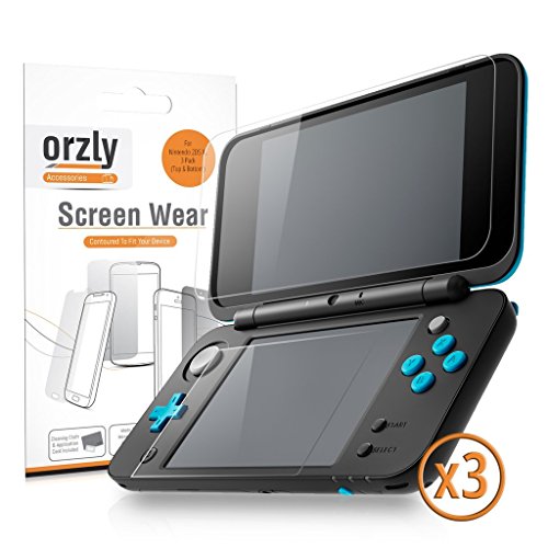 Orzly 2DSXL Protectores de Pantalla, Multi-Pack de 6 Protectores (3 para la Pantalla de Arriba, y 3 para la Pantalla de Abajo) – 100% Transparente para New Nintendo 2DS XL (2017 Version)