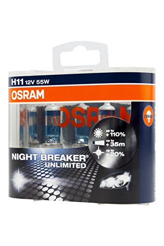OSRAM NIGHT BREAKER UNLIMITED H11, Halogen-Scheinwerferlampe, 64211NBU-HCB, automóvil de 12 V, caja doble (2 unidades)