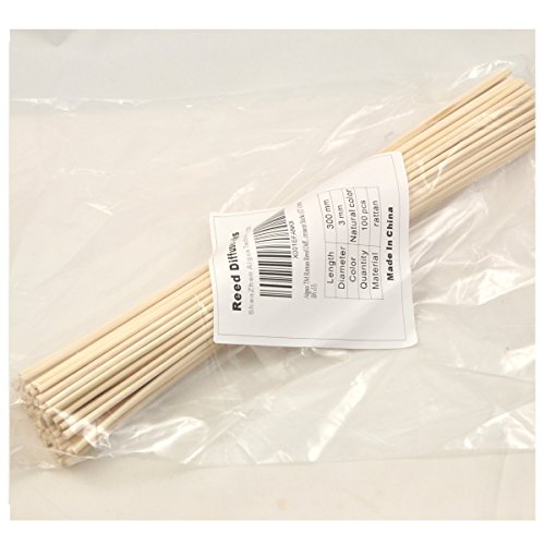 Ougual 100 Piezas Palos de Difusor Reed Varillas de Reed de Rattan de Madera Varillas Difusor de Aroma de Aceite Esencial (20cm x 3mm)