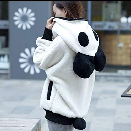 Overdose Lindo Oso Oreja Panda Invierno CáLido con Capucha Capa Mejor Venta Nuevo Regalo Mujeres con Capucha Chaqueta Ropa Exterior Tops Blusa (x-Large, Blanco)