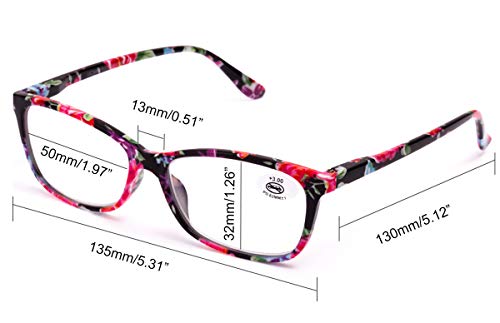 Pack de 4 Gafas de Lectura Vista Cansada Presbicia, Graduadas Dioptrías +1.0hasta +3.50, Gafas de Hombre y Mujer Unisex con Montura de Pasta, Bisagras de Resorte, Para Leer, Ver de Cerca (+250 (809))