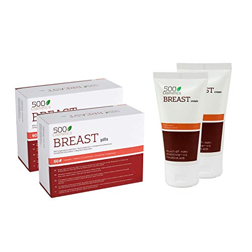 Packs 500Cosmetics Breast: Pastillas + Crema para Aumentar y Reafirmar el Pecho femenino - Ingredientes 100% Naturales (2)