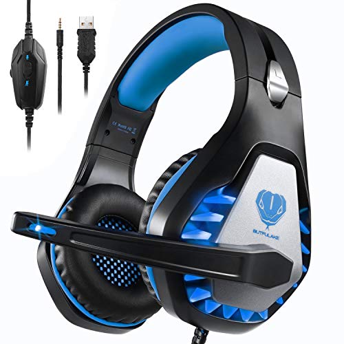 Pacrate Auriculares Gaming para PS4/Xbox One/Nintendo Switch, GH-1 Cascos Gaming con Sonido Envolvente y Cancelación de Ruido Auriculares Diadema con 3.5mm Jack con Luz LED