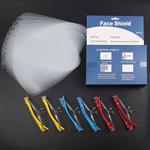 Pantalla Protección Facial Transparente para Adultos y Estudiantes, Visera Protectora Face_Shield_Visor(con 12 viseras reemplazables y 6 monturas de gafas reutilizables)