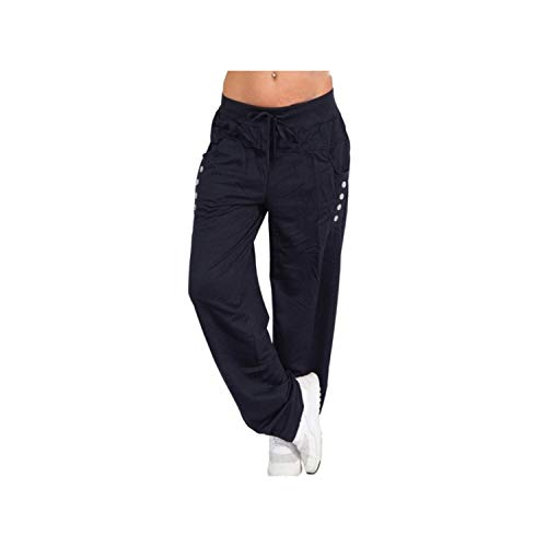Pantalones Pantalones de chándal de pierna ancha de cintura alta con cordones rectos Joggers Pantalones Pantalon Femme - Azul - 3X-Large