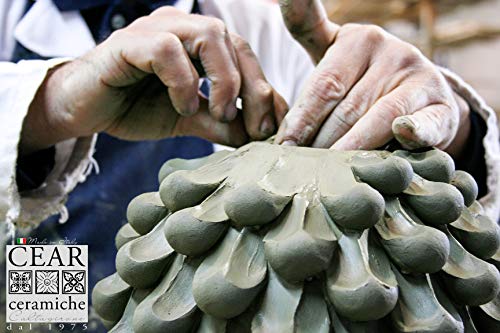 Par de piñas sicilianas (altura 15 cm + altura 20 cm) coloridas de cerámica de Caltagirone hechas a mano