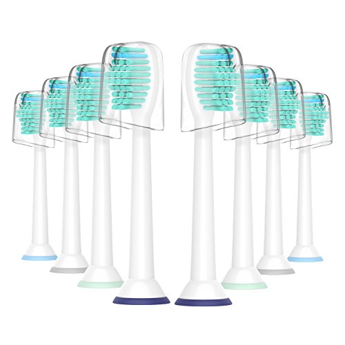 Para la cabeza del cepillo de dientes Sonicare de Philips, cabezas de cepillo de repuesto Yanban para HX6530 HX6014 Paquete de 8 cabezas Healthywhite + Adaptiveclean Pack de 8