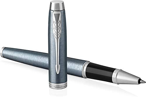 Parker IM - Bolígrafo Roller, Punto fino, color Azul (Light Blue Grey Chrome trim)