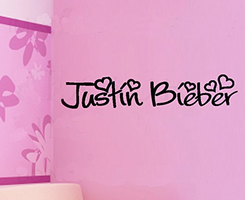 Pegatinas decorativas para Pared PVC Hommay Justin Bieber JustinBieber Love idol dormitorio diseño de graffiti con diseño de 91,4 cm x17,8 cm